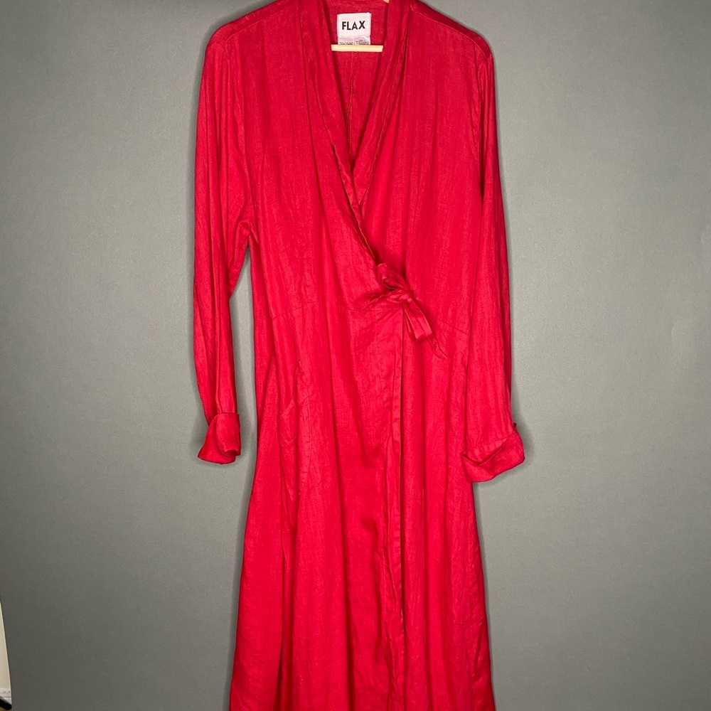 RARE Flax Lagenlook Kimono Maxi Wrap Dress/Duster Large